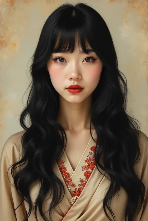 1930s Japanese beauty, black long hair, facing forward, well-dressed, detailed eyes, detailed lips, detailed nose, masterpiece, ultra high definition, high detail, body facing forward, upper body, portrait