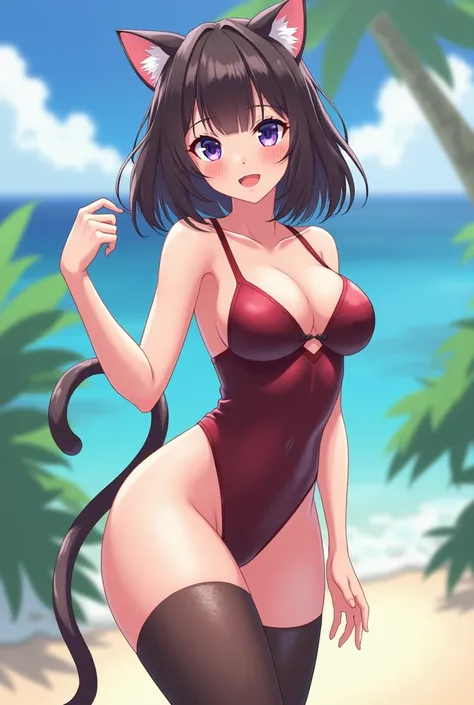 Cat girl anime swimsuit thigh highs 