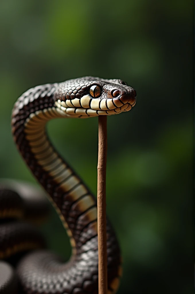 A female snake has a stick inserted into her genitals