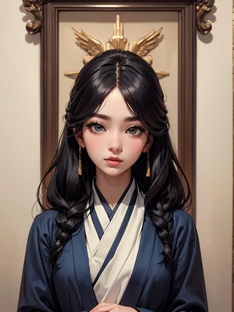 1930s Korean Beauty, black long hair, facing forward, Traditional Korean hanbok, Traditional Korean hairstyles, detailed eyes, detailed lips, detailed nose, masterpiece, ultra high definition, high detail, body facing forward, upper body, portrait