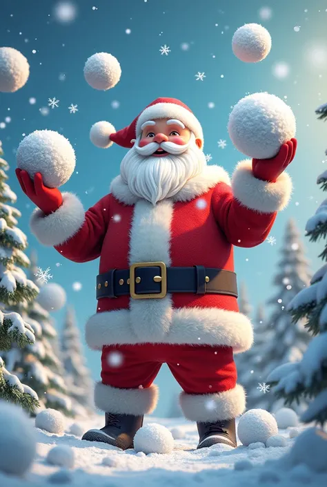 Snowballs and giant Santa Claus
