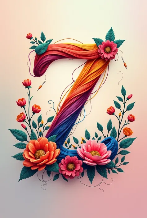 Create a vibrant and artistic profile picture for a hand embroidery YouTube channel called Z Hand Arts. Incorporate a stylized letter Z in the center, surrounded by colorful embroidery threads, needles, and floral motifs that represent the art of hand embr...