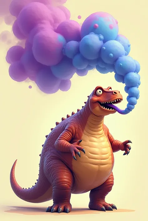 Fat dinosaur farting purple/blue out of the ass