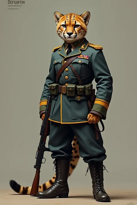 Cheetah in military uniform
