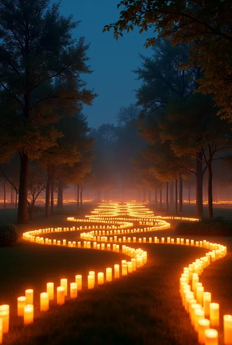 1100 burning candels in park
