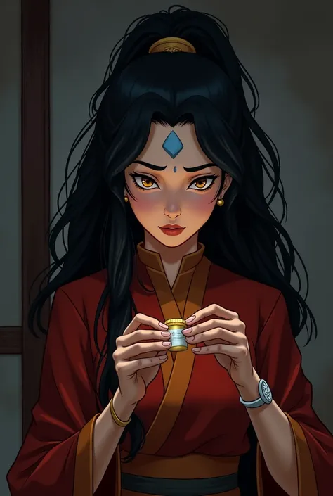 Draw Azula (from Avatar: The legend of aang) taking his medications for schizophrenia