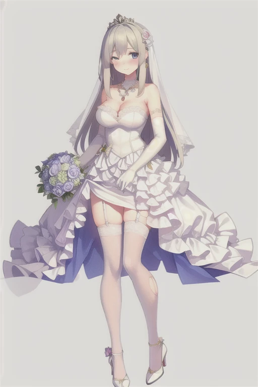 lexington (warship girls r),((masterpiece)),(((best quality))),((ultra-detailed)),((illustration)),((disheveled hair)),((frills)),(1 girl),(solo),
1girl, ,), bangs, bare shoulders, blue bow, blue eyes, blue flower, blue ribbon, blue rose, blush, bouquet, b...