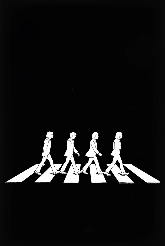 Create a Rough Drawing exclusive to Abbey Road。Background Black　Line only
　色は白のLine only