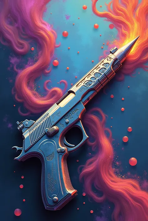 Gun turning into pen chromatic  art