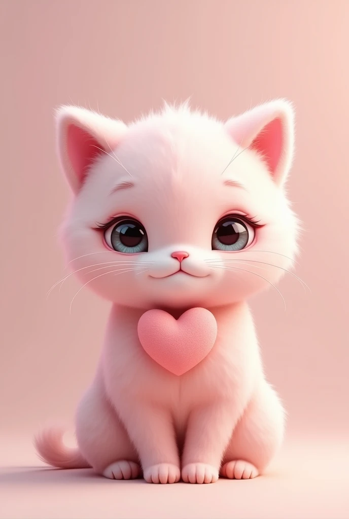 A light pink heart shaped cat