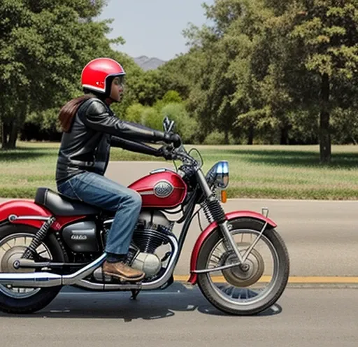 On a cool old motorcycle 