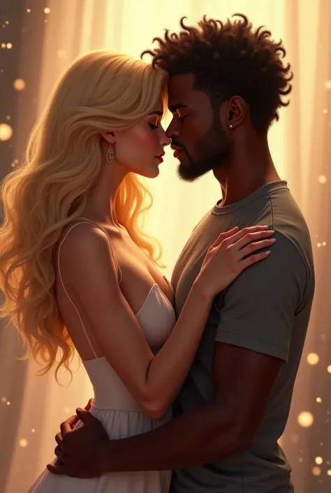 Couple interracial , blond woman and black man