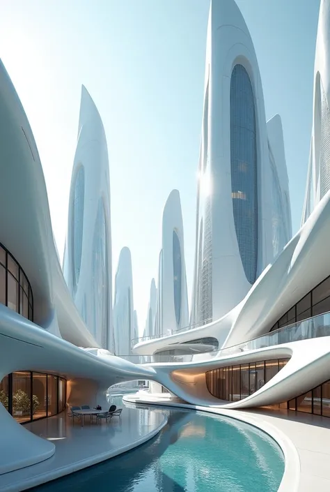 Futuristic modern smooth shaped buildings