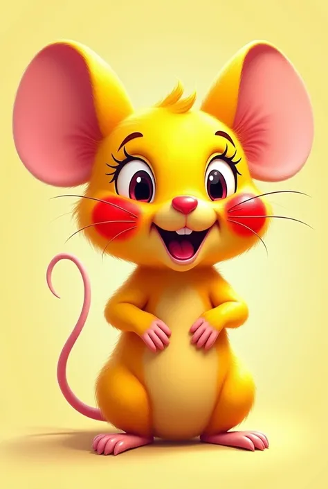 Yellow Mouse Cheek Painting Red