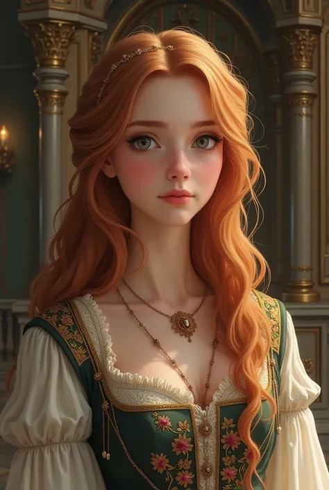 Strawberry blonde medieval girl noble royalty round face  average looking strawberry blonde medieval girl noble royalty  round face average looking