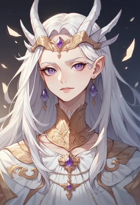 1girl, High Resolution, Long Hair, Purple Eyes, white hair,Masterpiece, Anatomically Correct, White Hair, Jewelry, dragon