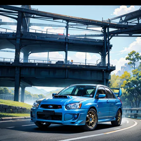 single seater car, 2015 subaru and wrx, hyper blue, premium model, sunroof, omitted, black wheels sti, front intercooler, uphill...