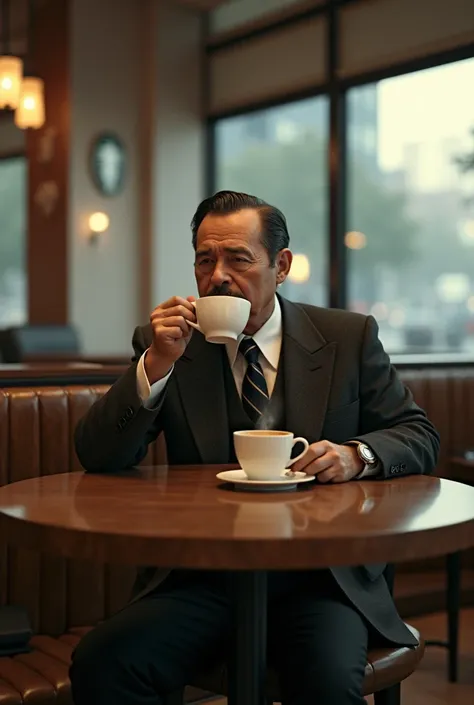 Pedro Infante drinking at Starbucks 