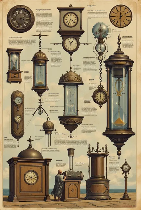 Later came water clocks, sand clocks, and eventually mechanical clocks."
