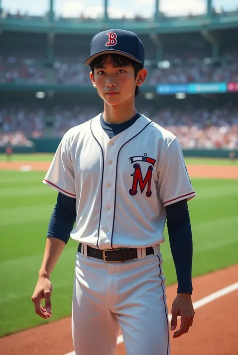 A Japanese professional baseball player with short hair and a good physique