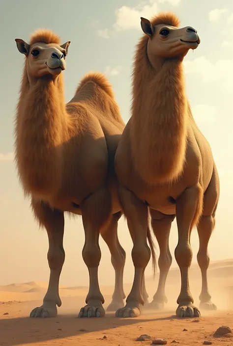 Pictures of camels in the shape of a human, muscles and one 




