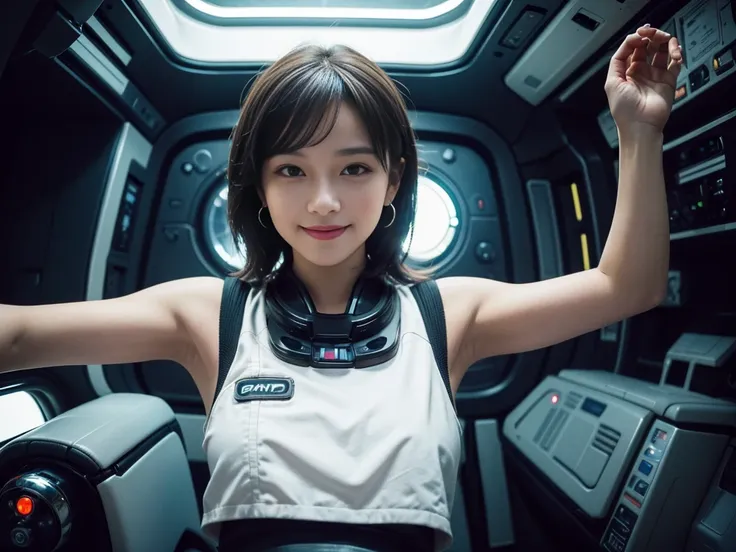 Science Fiction, space pilot outfit, 23th century, star wars, in the spaceship, (((perfect young minami hamabe)))(Ultra-High-Definition）（​masterpiece（Very detailed）（perfect quality）（最good quality）（first-person perspective） (16K )(dramatic perspective),uppe...