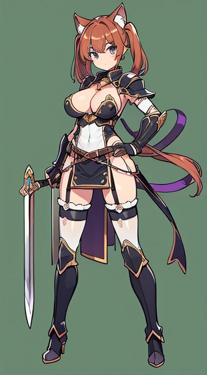 (((whole body:1.2))), (((Highest quality))) ,  woman, Reference Sheet, alone, 20years old, cute, 独奏, Swordsman, helmet, gladiator, breast plate, gloves, gauntlets, pussy, Big Breasts, ax, 大きなax, cat ears , Thigh height, Loin cloth only,  Medium Hair, Light...