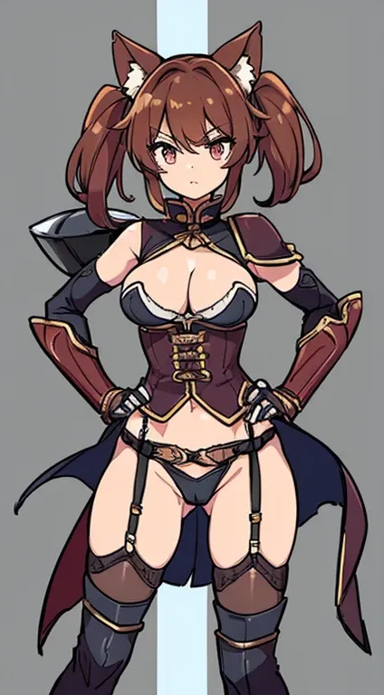 (((whole body:1.2))), (((Highest quality))) ,  woman, Reference Sheet, alone, 20years old, cute, 独奏, Swordsman, helmet, gladiator, breast plate, gloves, gauntlets, pussy, Big Breasts, ax, Big Axe, cat ears , Thigh height, Loin cloth only,  Medium Hair, Lig...