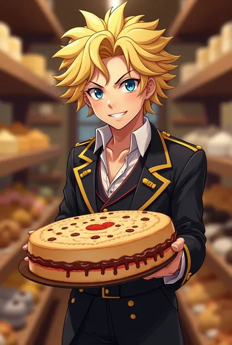 An image of Dio Brando from jojo
 in a Bakery log


