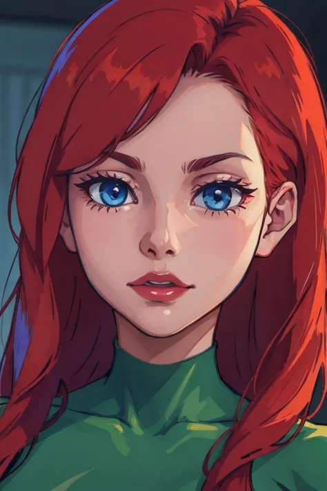 (8k, RAW photo, best quality, masterpiece:1.2), (intricate details), (best quality), (highres), ((perfect eyes)), perfect face, perfect lighting, vivid colors, intense colors, 1girl, cartoon style, poisonivy, solo,