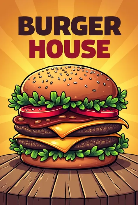 Create a poster for restaurant name BURGER HOUSE 