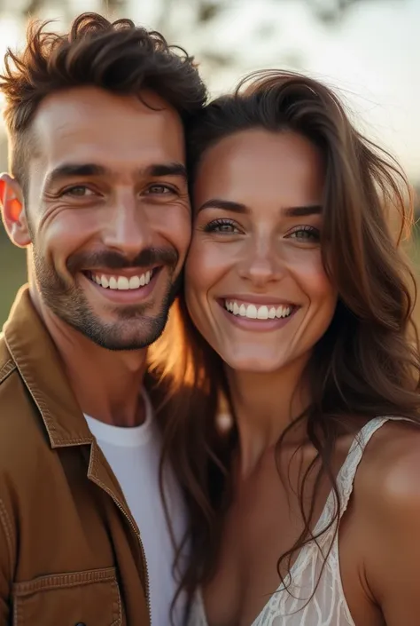 A close-up of a smiling couple standing next to each other