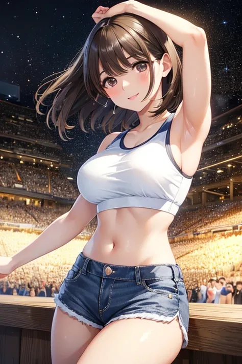 anegasaki nene、Shiny brown hair, short hair, (Beautiful brown eyes、Sparkling eyes, Fine grain)、smile、Ultra-detailed eyes、Highly detailed face, Highly detailed eyes,



((masterpiece)),(((Highest quality))),Realistic photos、18-year-old、beautiful sports girl...