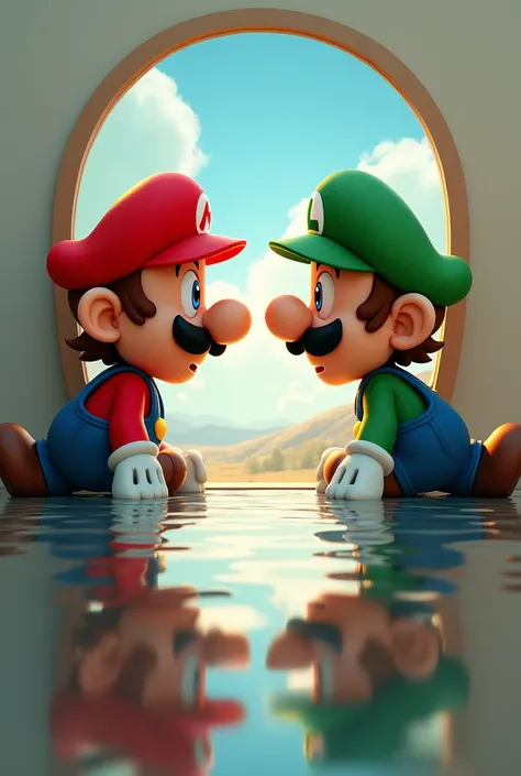 make mario and sml in a mirror looking at eachother 