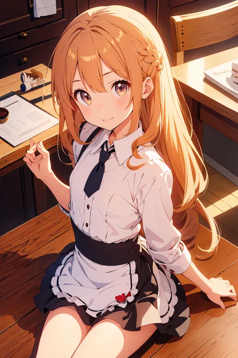 (Highest quality,Tabletop:1.2),(Anime Style,Comic Core:1.1),One Girl,Cute Style,Adorable,Highly detailed eyes,Highly detailed face,Very fine hair,About Hipdar,8k,solve,maid,maid服,mini skirt,squat,