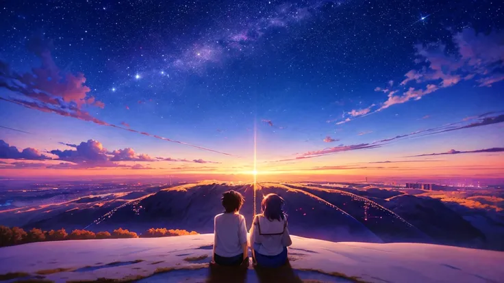 anime anime wallpapers with a view of the sky and stars, cosmic skies. by makoto shinkai, anime art wallpaper 4 k, anime art wallpaper 4k, anime art wallpaper 8 k, anime sky, amazing wallpaper, anime wallpaper 4 k, anime wallpaper 4k, 4k anime wallpaper, m...