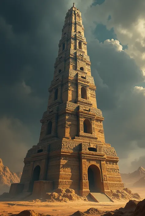 Logo of an ancient tower, the tower of babel, for promotion 