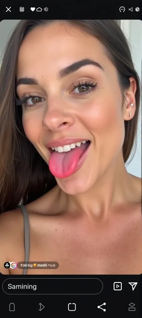 showing the tongue 