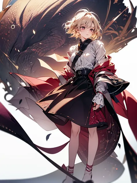 1 girl,beautiful, masterpiece, highest quality, white background,kazuya takahashi, concept art, blonde,short hair