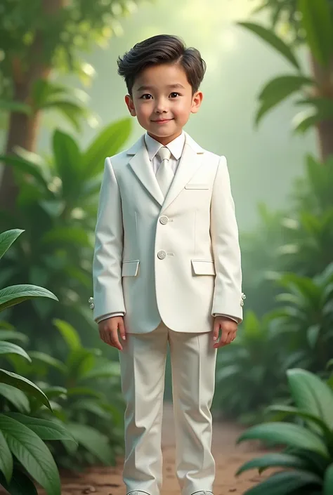 A boy in a white suit
