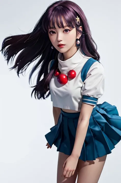 masterpiece, best quality, high resolution, Yes 1, , Long hair, scarf, Long hair, necklace, earrings, Sailor Suit, Uniforms, Crop Top, White socks, , Pleated Skirt, Large target , Fluffy short sleeves, White sleeves, White wristband, whole body, Oyama Back...