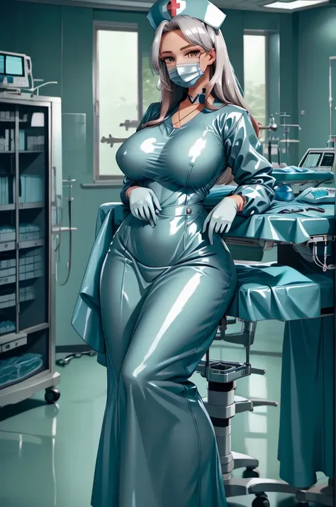 nurse uniform,hospital, latex nurse suit,nurses,busty,elbow gloves,labcoat,grey hair woman,red eyes , gigantic ,medical instruments,asian nurse,two nurses,speculum,examination room,oversize ,big ass ,strap on, lay on table ,legs spreaded,giving birth,gyno ...