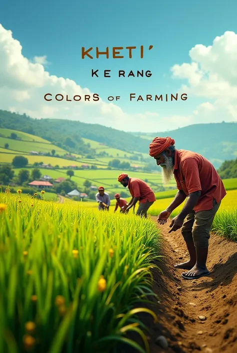 A Farming photo on which is written kheti ke rang 