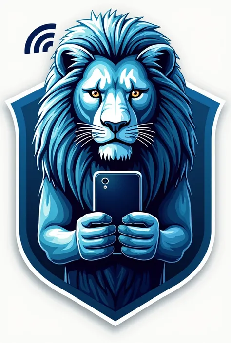 Create a company logo the name is LILNIC INTERNET CONNECTION put WiFi Logo on the background then  put a  lion  on the background with a phone  then  put CCTV camera on the main background 