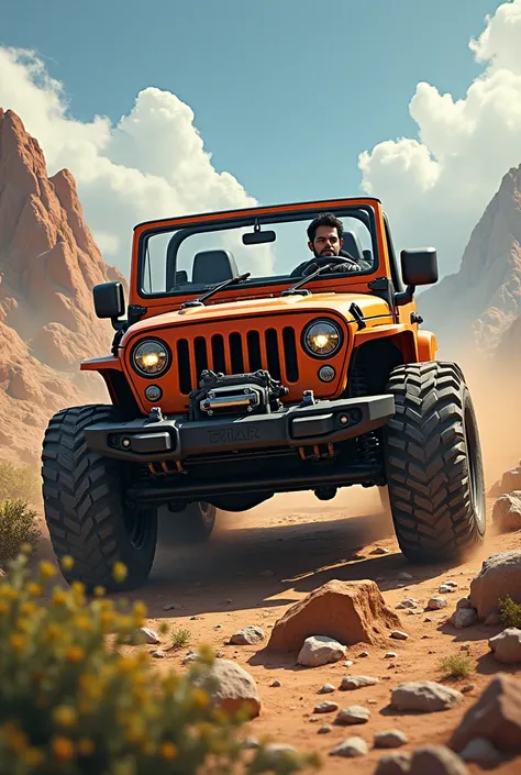 Driver sitting inside Thar jeep 