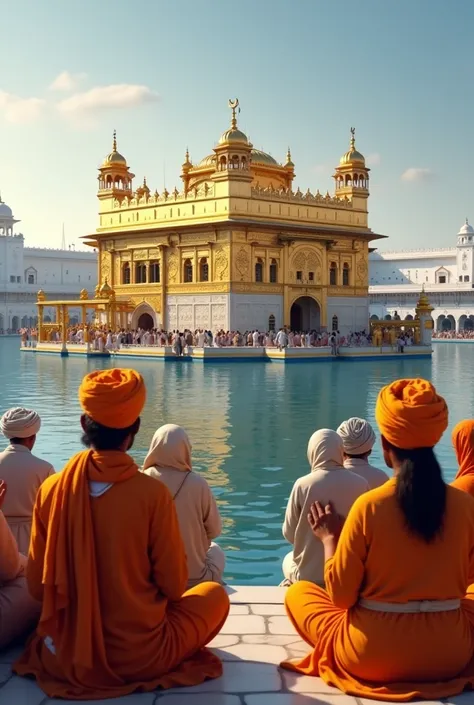 Sikh pray to waheguru in golden temple 