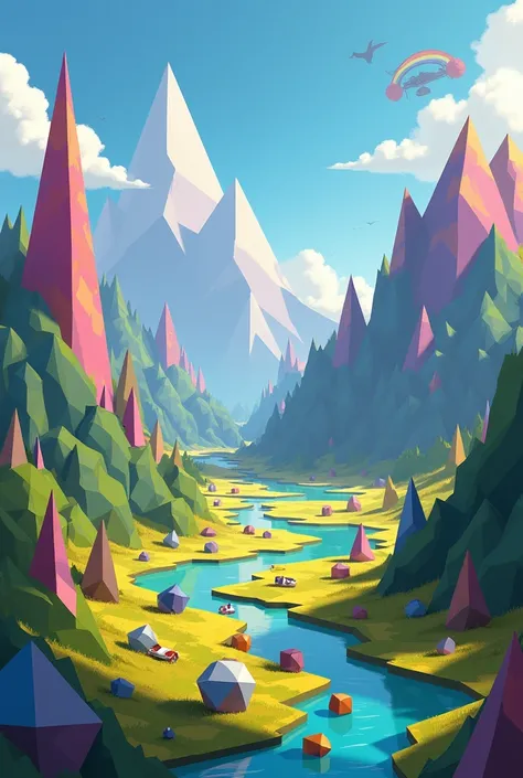 Land of geometryville in the hidden valleys of Polygon mountain.

