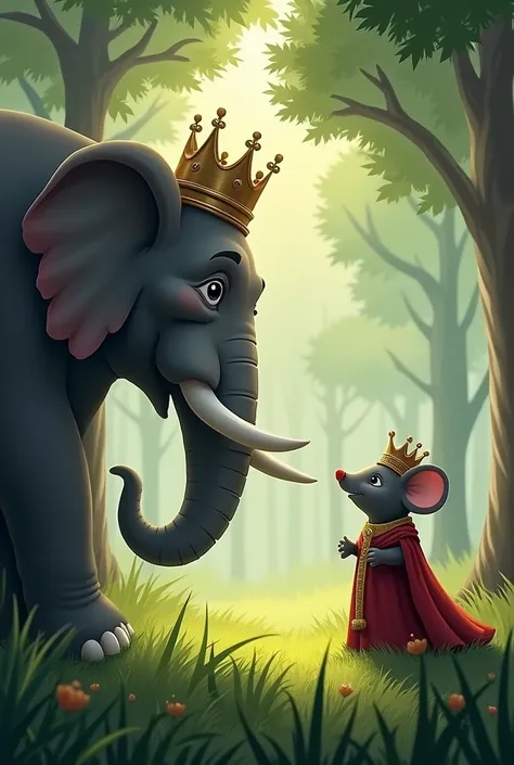 Dialogue: Write a dialogue between the king of mice and the elephant king during their first meeting. What are their concerns and how do they address each other?