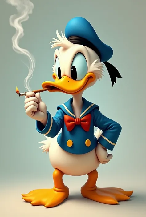 Donald duck holding a cigarette 