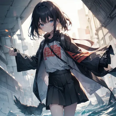 God quality,  anime moe artstyle,best anime 8k konachan wallpaper,Badass anime 8k,perfect anatomy, (Please draw a girl walking sleepily to school. ),BREAK, 1girl, (独奏,Loli,child,13-year-old:1.3), androgynous charm, (Very Short hair),Summer clothes、smile、 F...